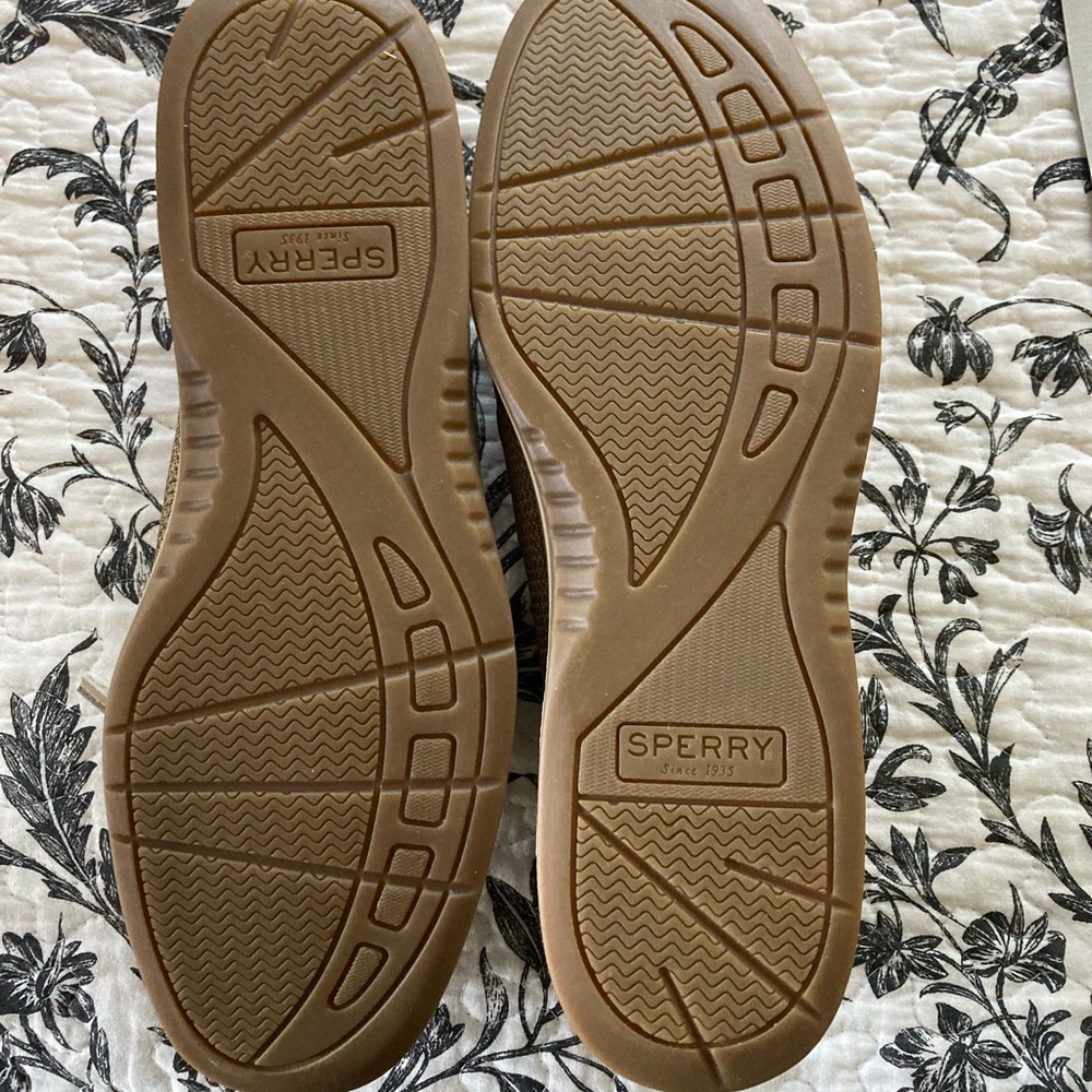 Sperry Angelfish, Sz. 9.5 Medium, leather & linen, NWB - Picture 3 of 5